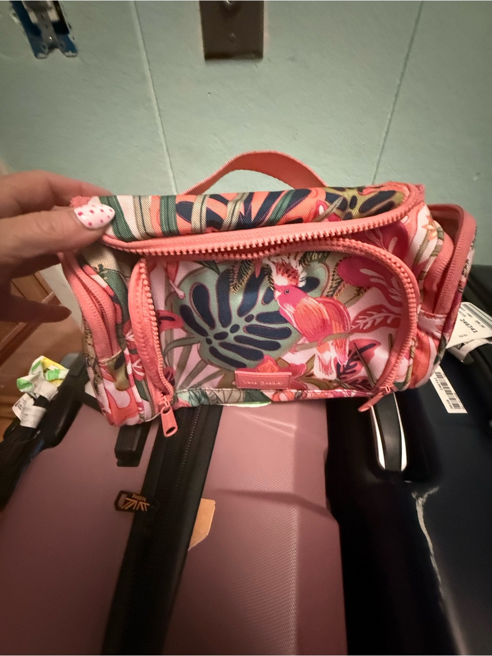 Vera Bradley Pink Coral Tropical Floral Cosmetic Case